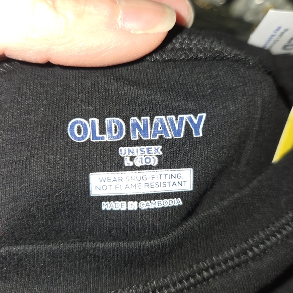 Old Navy Black Merry Vibes Top with Plaid Pajama Pants - Picture 2 of 3